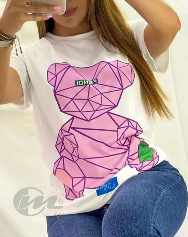 camiseta básica dama oso papel